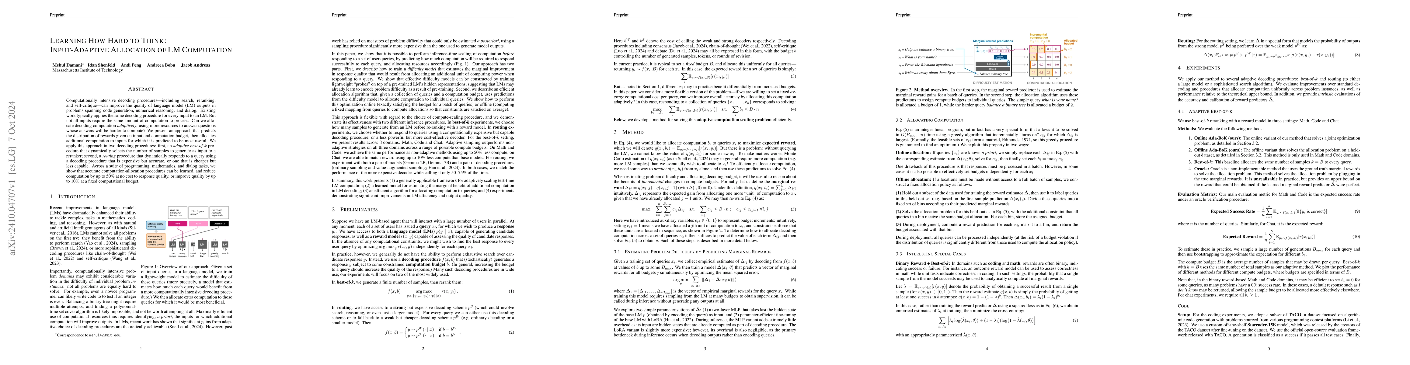 Thumbnail for Learning How Hard to Think: Input-Adaptive Allocation of LM Computation