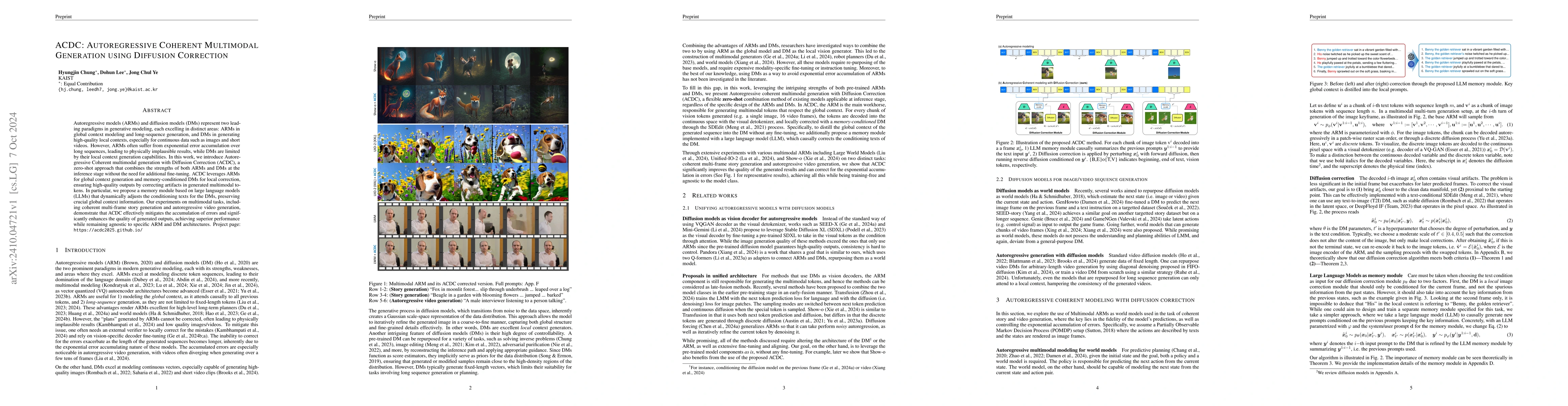 Thumbnail for ACDC: Autoregressive Coherent Multimodal Generation using Diffusion
  Correction