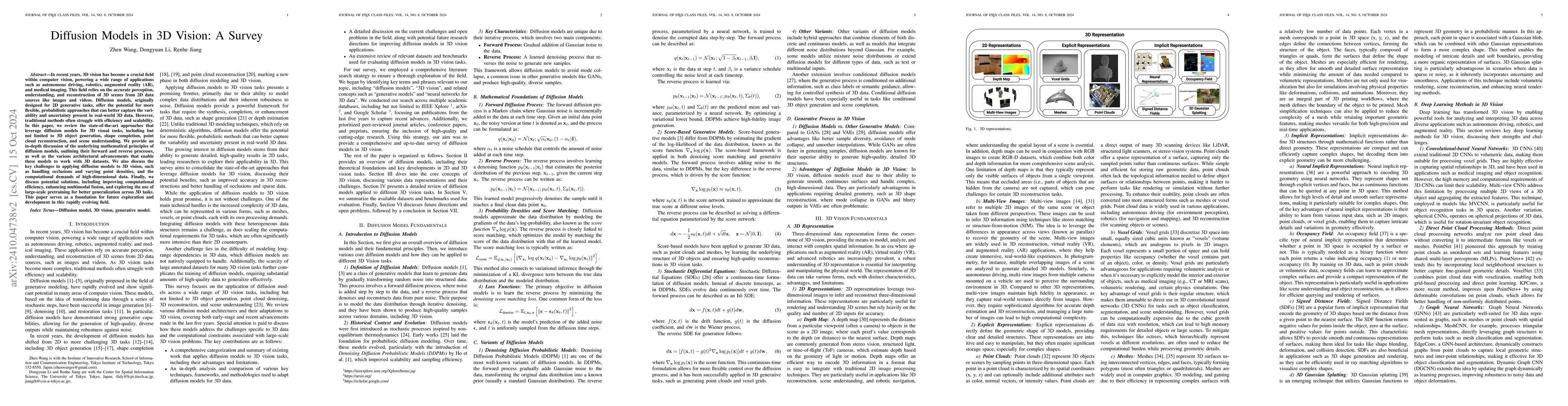 Thumbnail for Diffusion Models in 3D Vision: A Survey