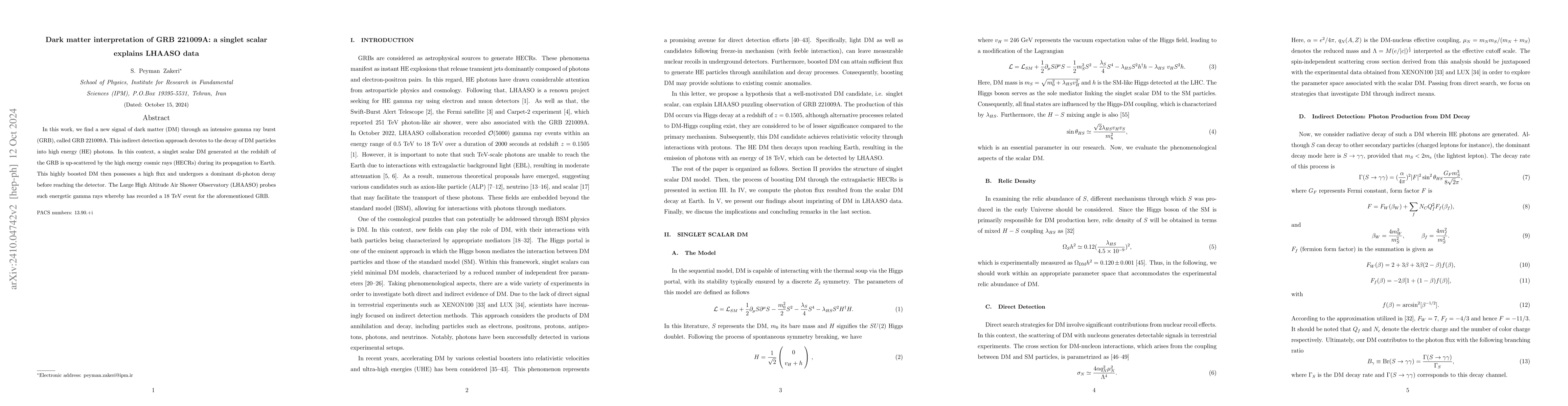 Thumbnail for Dark matter interpretation of GRB 221009A: a singlet scalar explains
  LHAASO data
