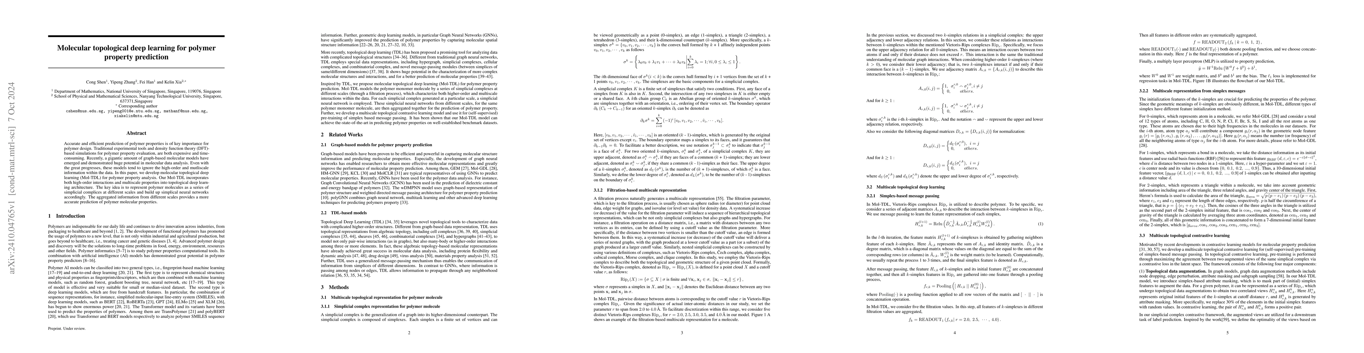 Thumbnail for Molecular topological deep learning for polymer property prediction
