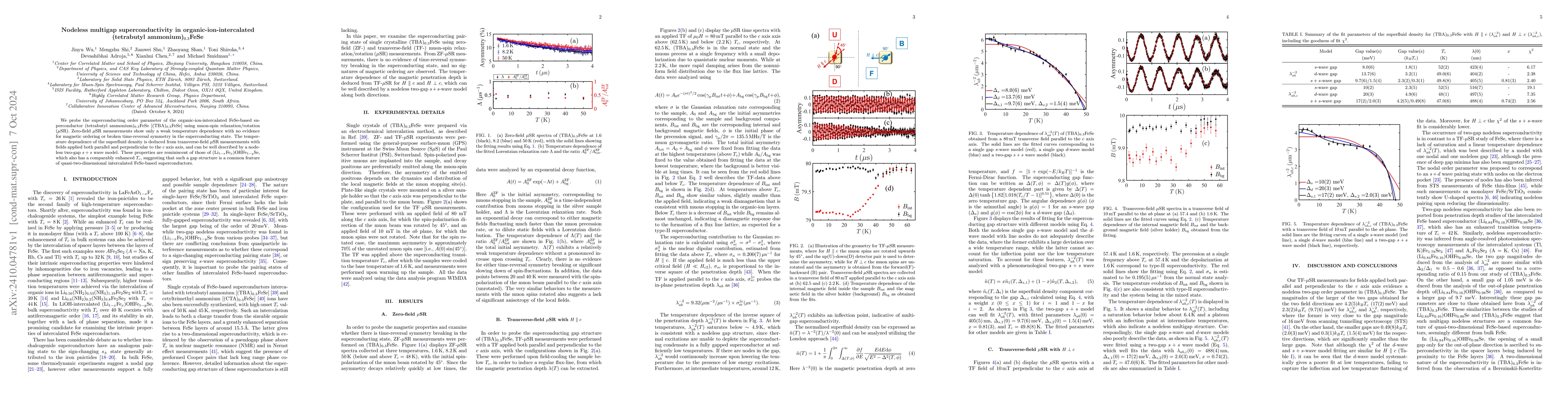 Thumbnail for Nodeless multigap superconductivity in organic-ion-intercalated
  (tetrabutyl~ammonium)$_{0.3}$FeSe