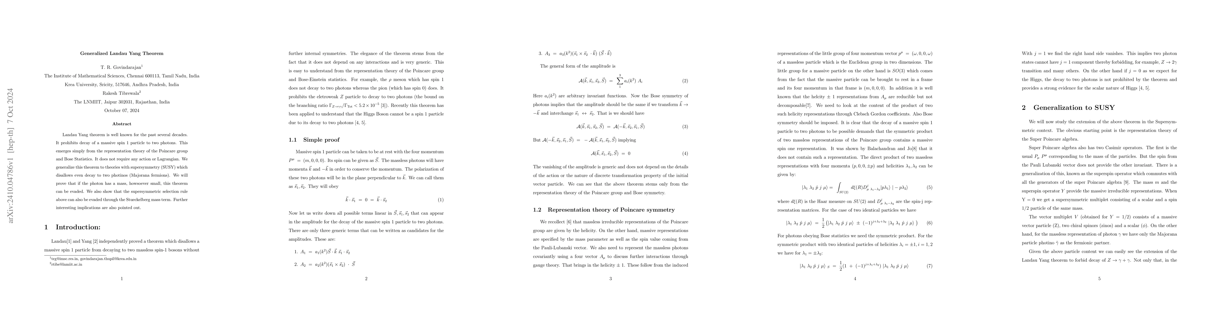Thumbnail for Generalized Landau Yang Theorem