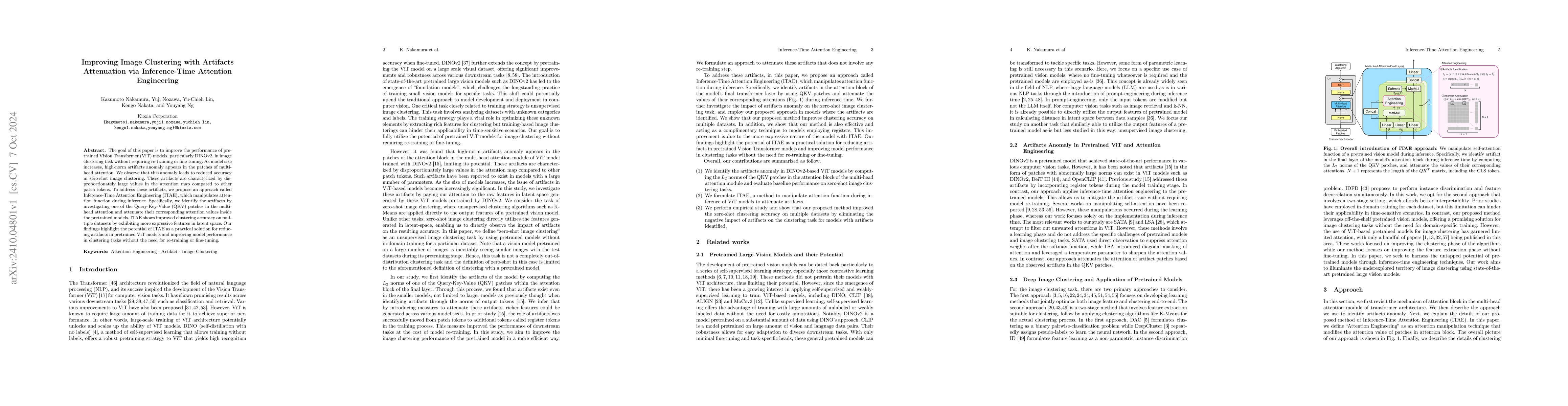 Thumbnail for Improving Image Clustering with Artifacts Attenuation via Inference-Time
  Attention Engineering