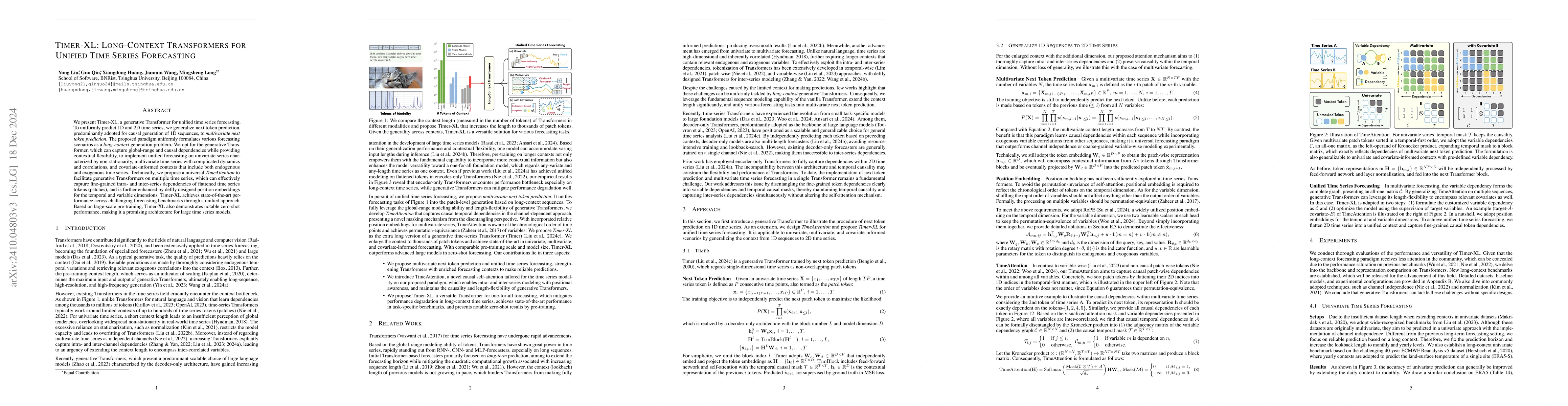 Thumbnail for Timer-XL: Long-Context Transformers for Unified Time Series Forecasting