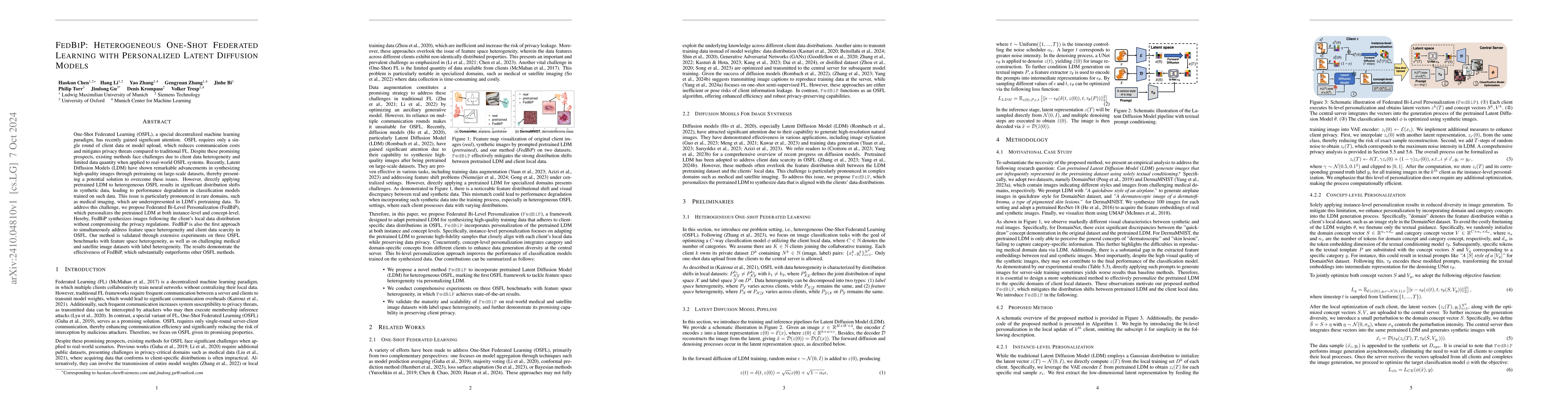 Thumbnail for FedBiP: Heterogeneous One-Shot Federated Learning with Personalized
  Latent Diffusion Models