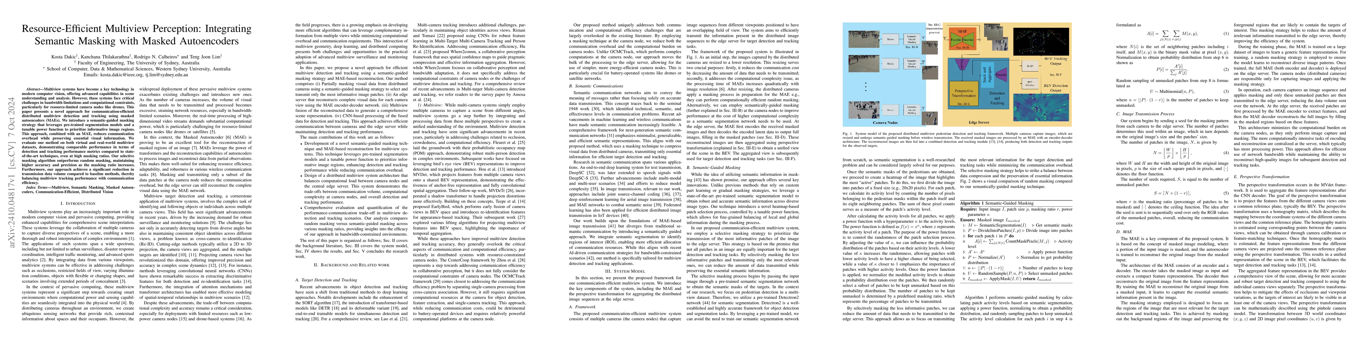 Thumbnail for Resource-Efficient Multiview Perception: Integrating Semantic Masking
  with Masked Autoencoders