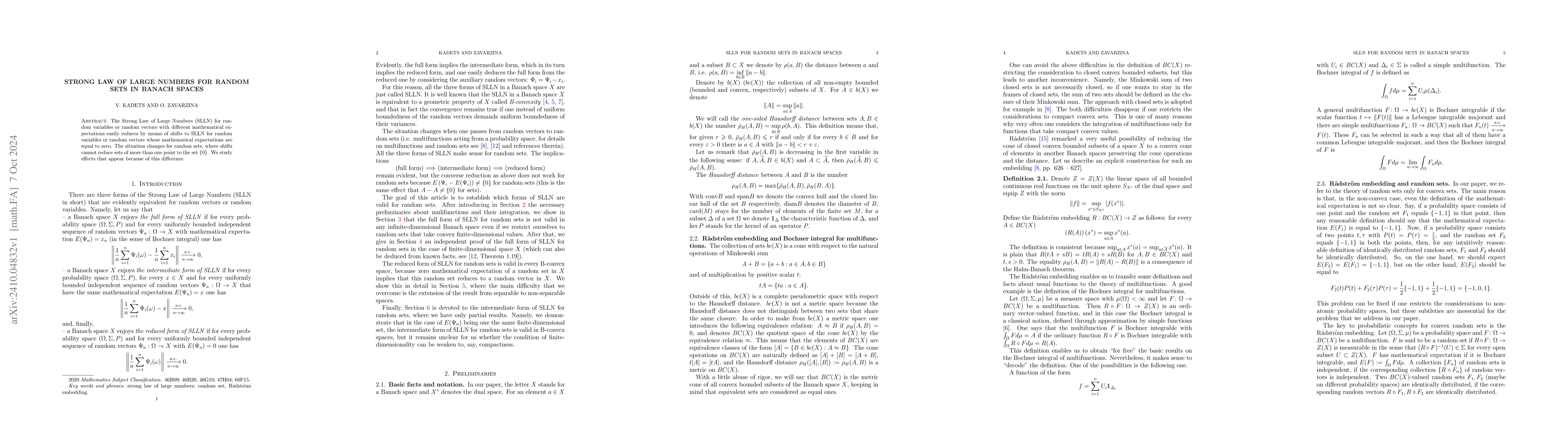 Thumbnail for Strong Law of Large Numbers for Random Sets in Banach spaces