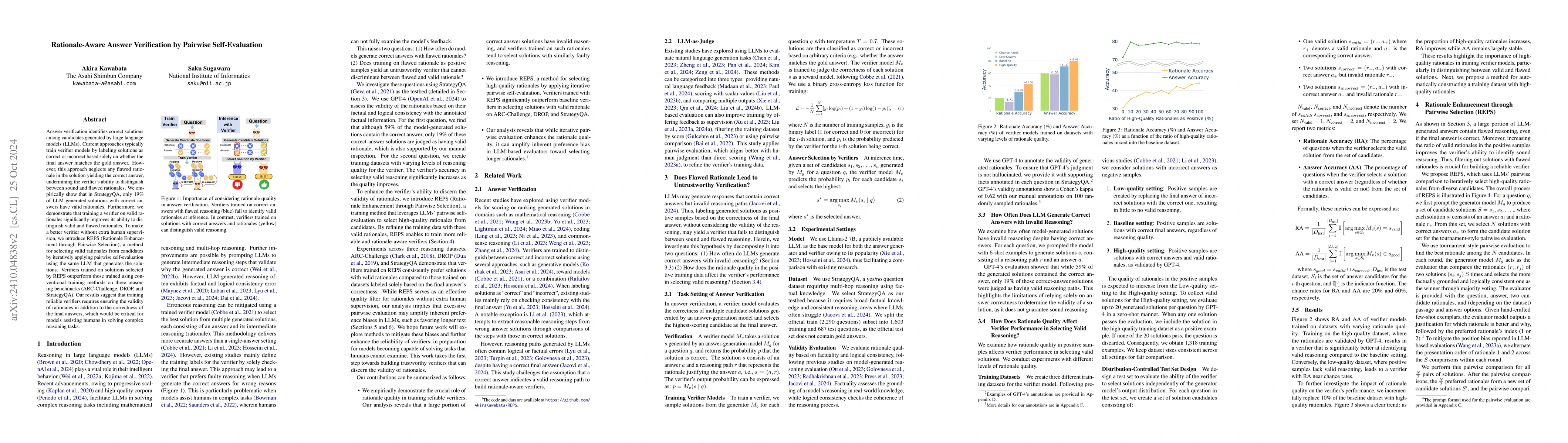 Thumbnail for Rationale-Aware Answer Verification by Pairwise Self-Evaluation