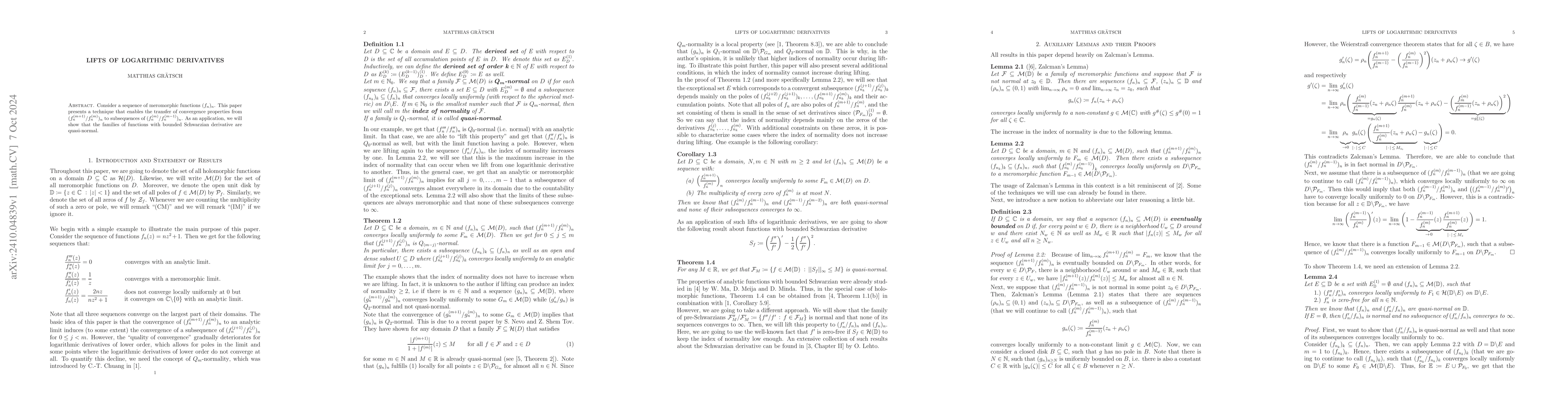 Thumbnail for Lifts of Logarithmic Derivatives
