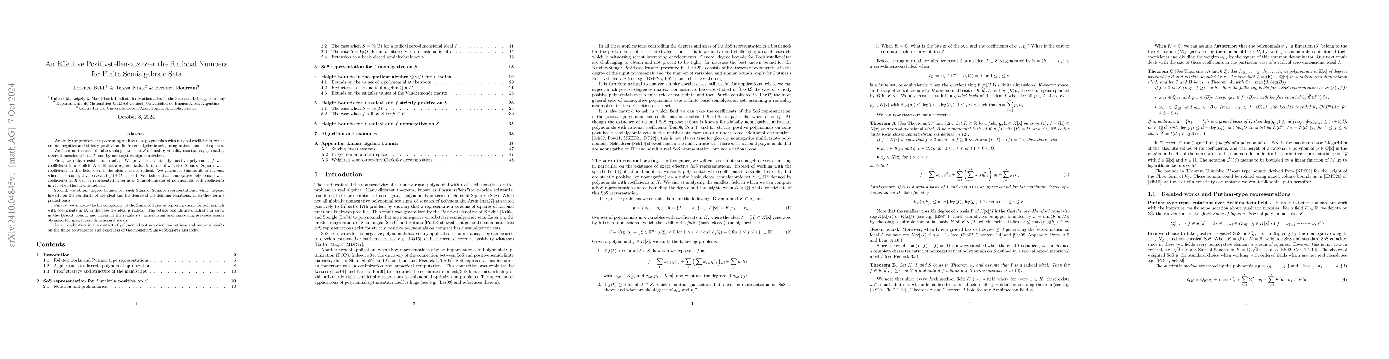 Thumbnail for An Effective Positivstellensatz over the Rational Numbers for Finite
  Semialgebraic Sets