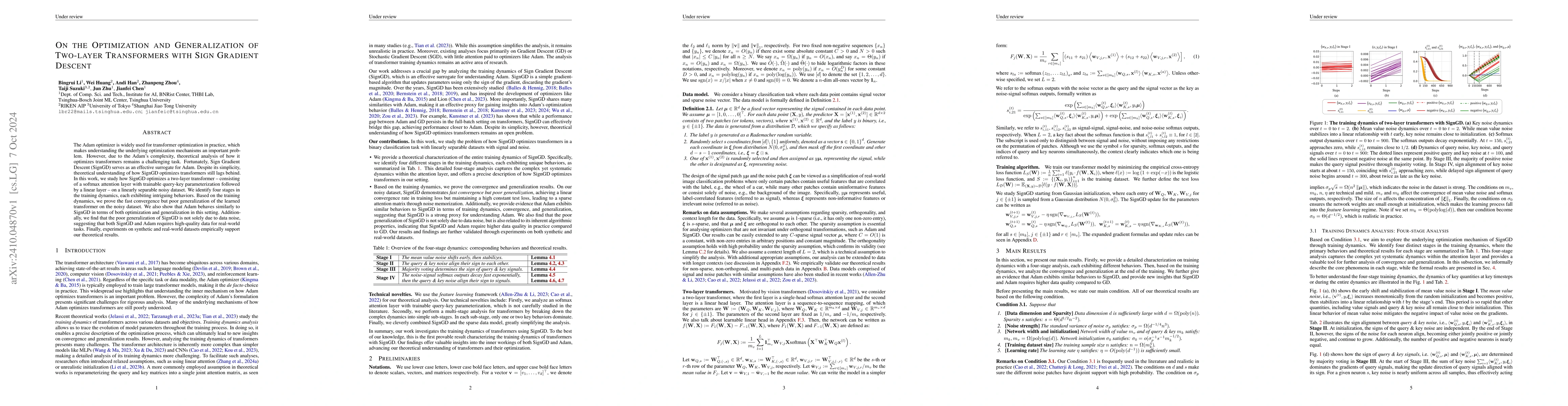 Thumbnail for On the Optimization and Generalization of Two-layer Transformers with
  Sign Gradient Descent