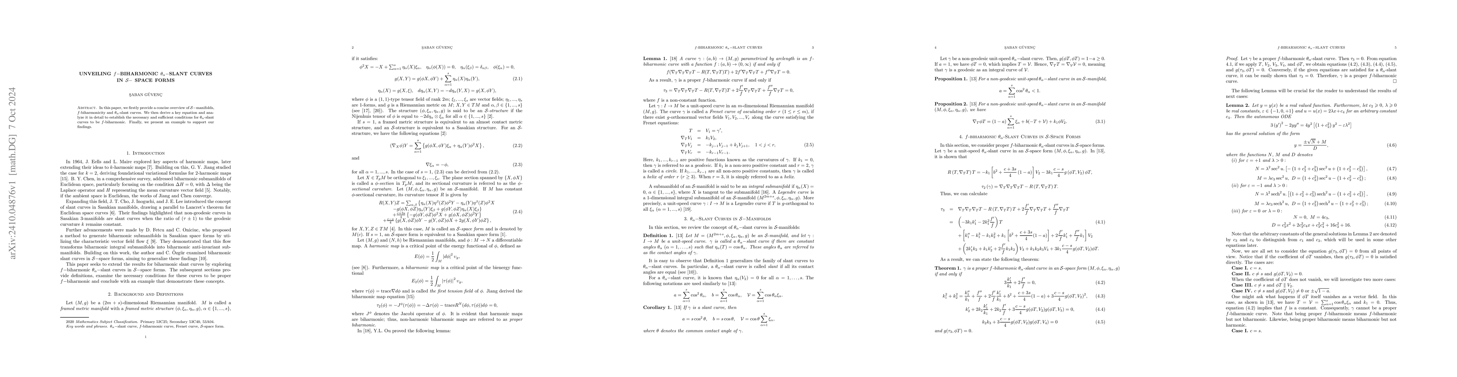 Thumbnail for Unveiling $f-$Biharmonic $θ_{α}-$Slant Curves in
  $\mathcal{S}-$ Space Forms