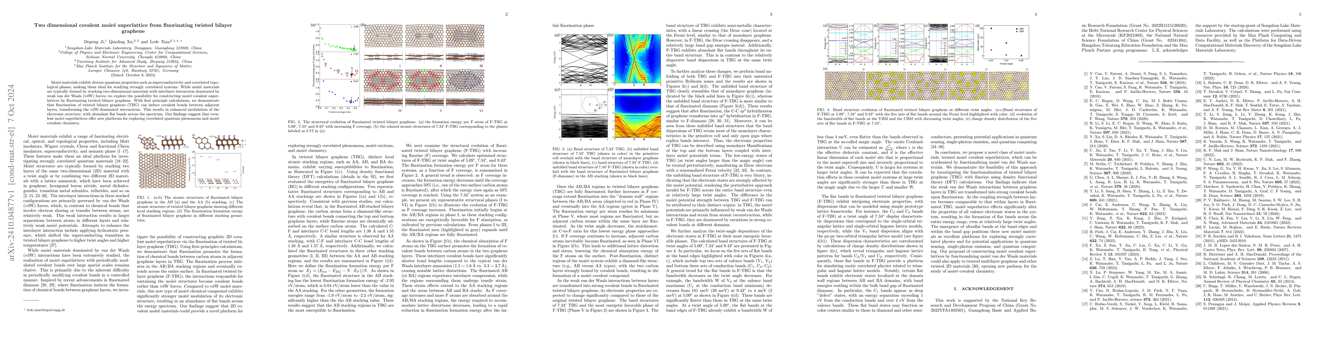 Thumbnail for Two dimensional covalent moire superlattice from fluorinating twisted
  bilayer graphene