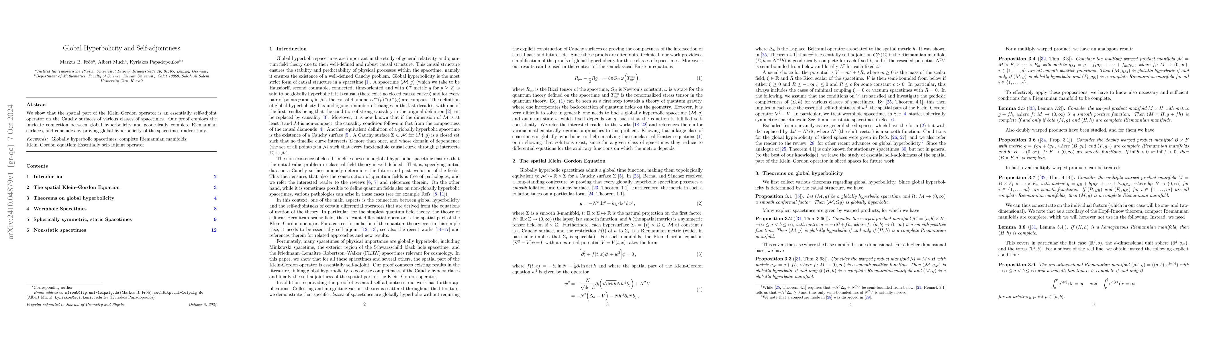 Thumbnail for Global Hyperbolicity and Self-adjointness