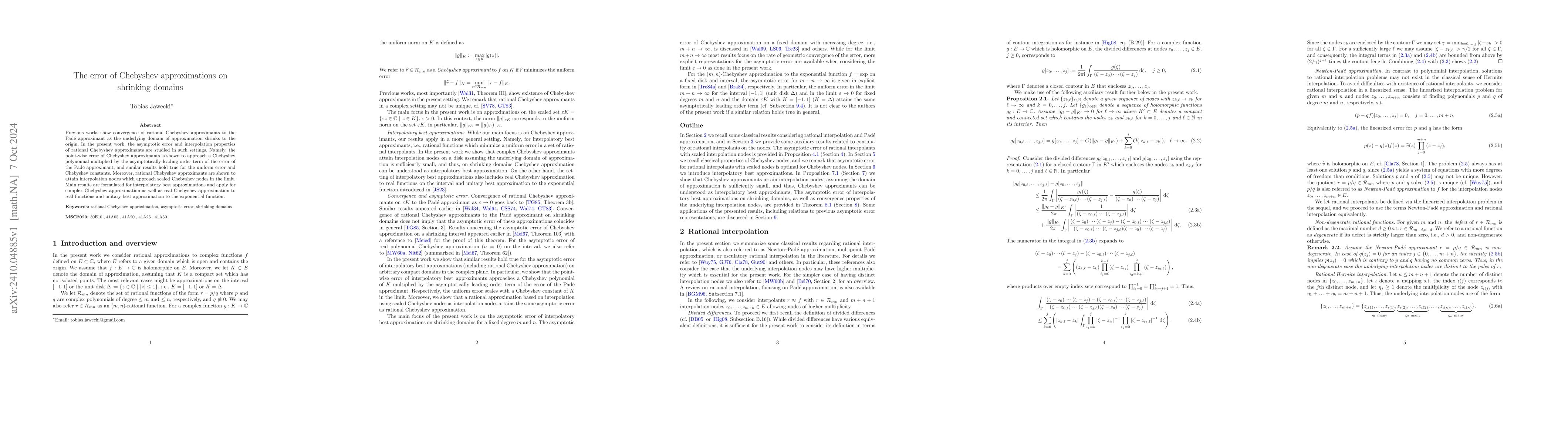 Thumbnail for The error of Chebyshev approximations on shrinking domains