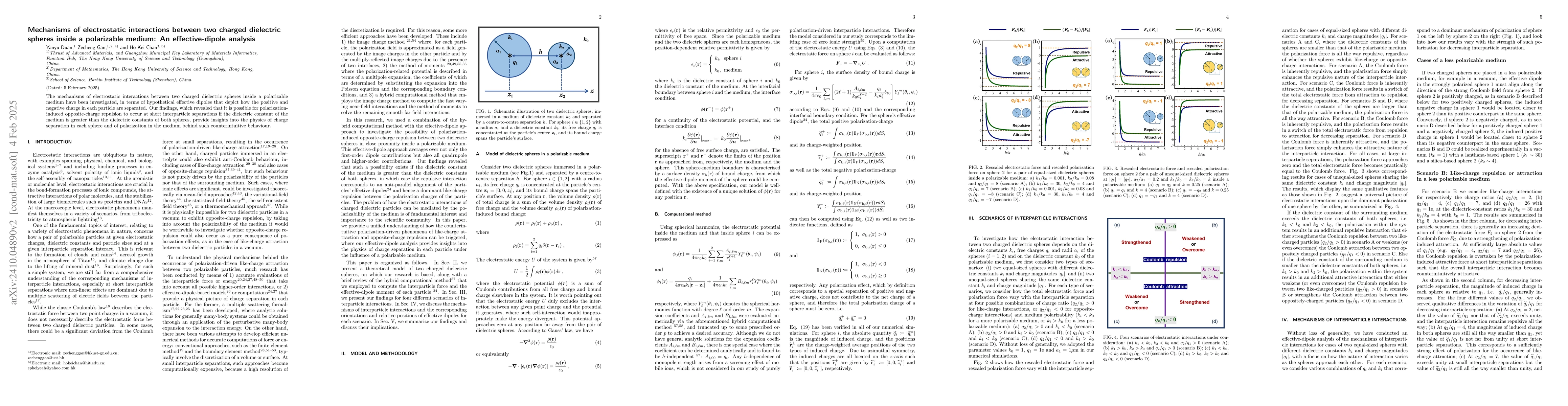Thumbnail for Mechanisms of electrostatic interactions between two charged dielectric
  spheres inside a polarizable medium: An effective-dipole analysis
