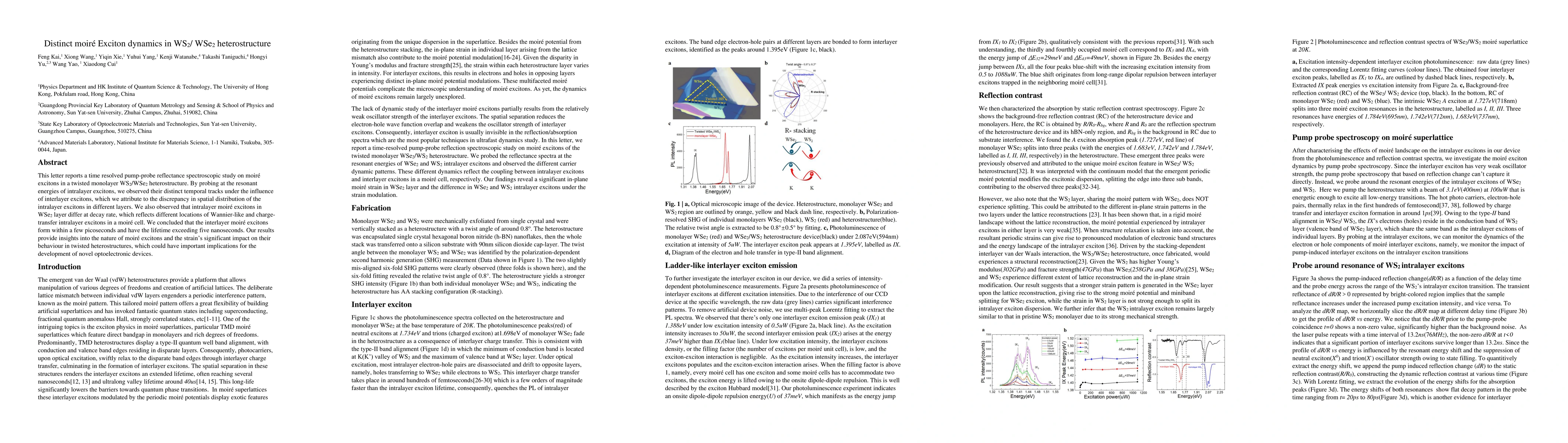 Thumbnail for Distinct moiré Exciton dynamics in WS2/ WSe2 heterostructure