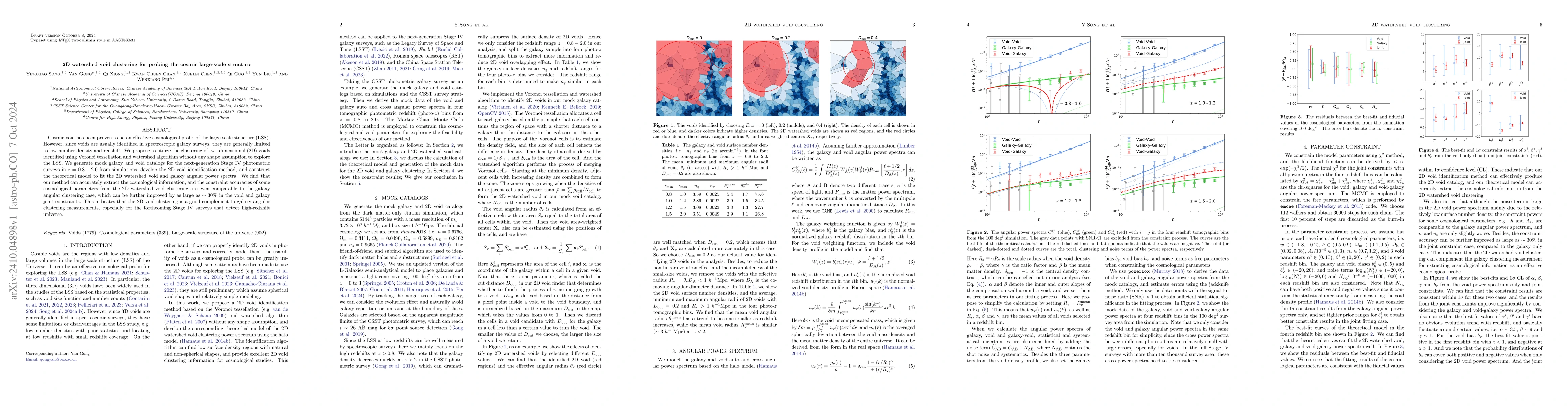 Thumbnail for 2D watershed void clustering for probing the cosmic large-scale
  structure