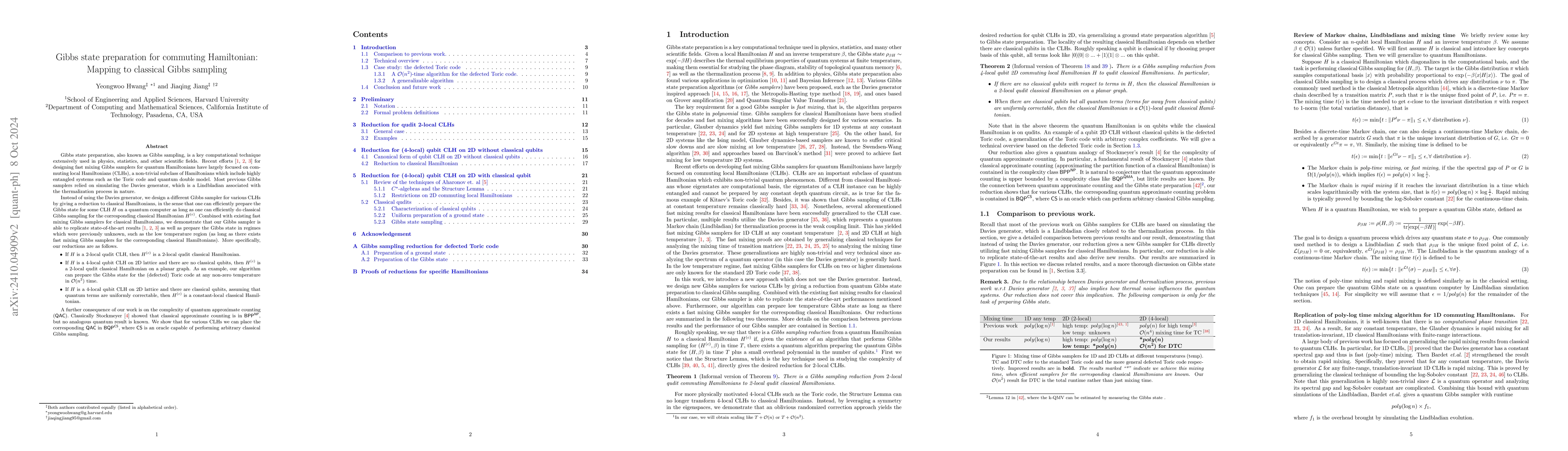 Thumbnail for Gibbs state preparation for commuting Hamiltonian: Mapping to classical
  Gibbs sampling