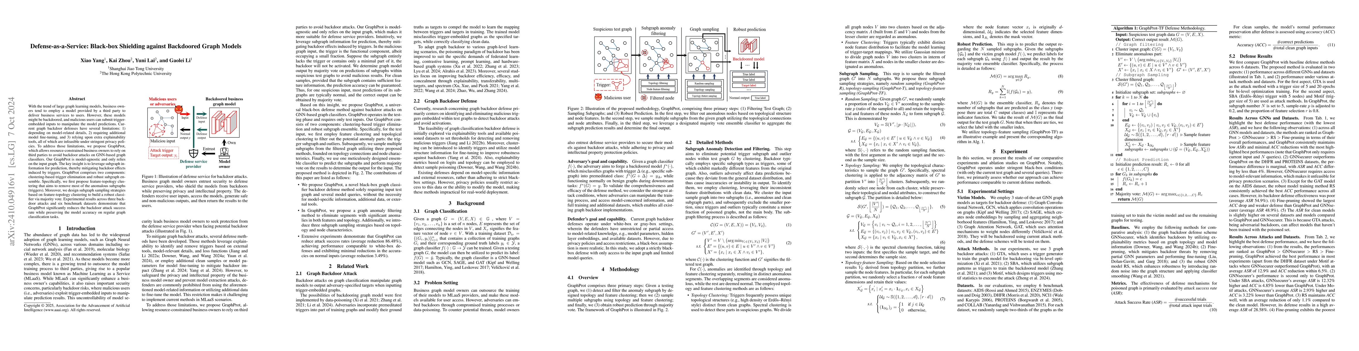 Thumbnail for Defense-as-a-Service: Black-box Shielding against Backdoored Graph
  Models