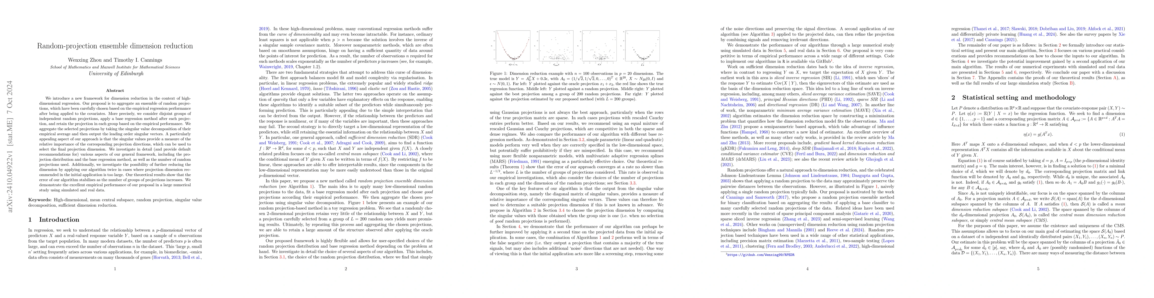 Thumbnail for Random-projection ensemble dimension reduction