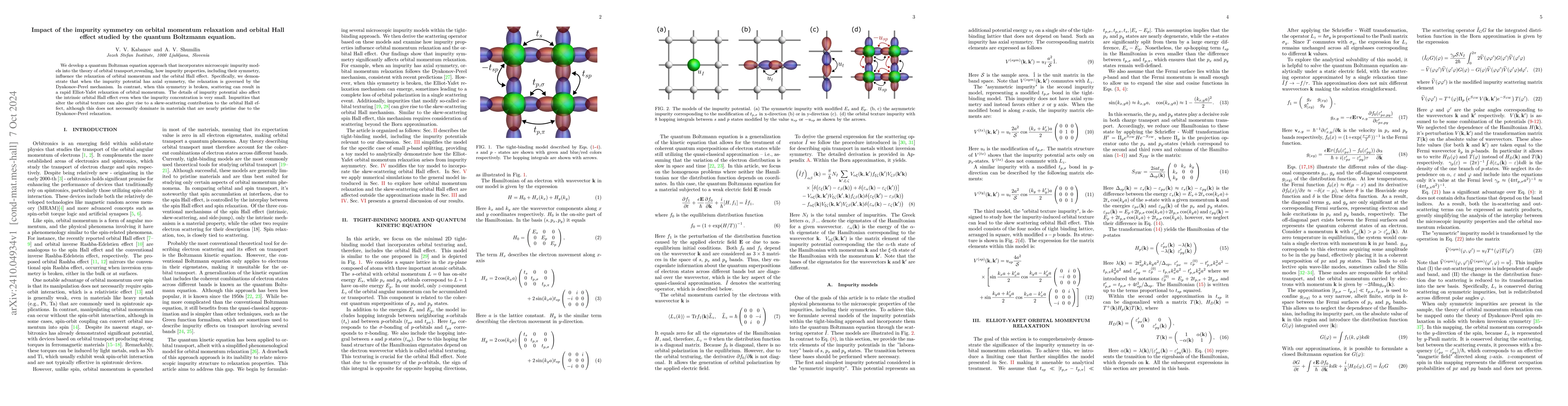 Thumbnail for Impact of the impurity symmetry on orbital momentum relaxation and
  orbital Hall effect studied by the quantum Boltzmann equation
