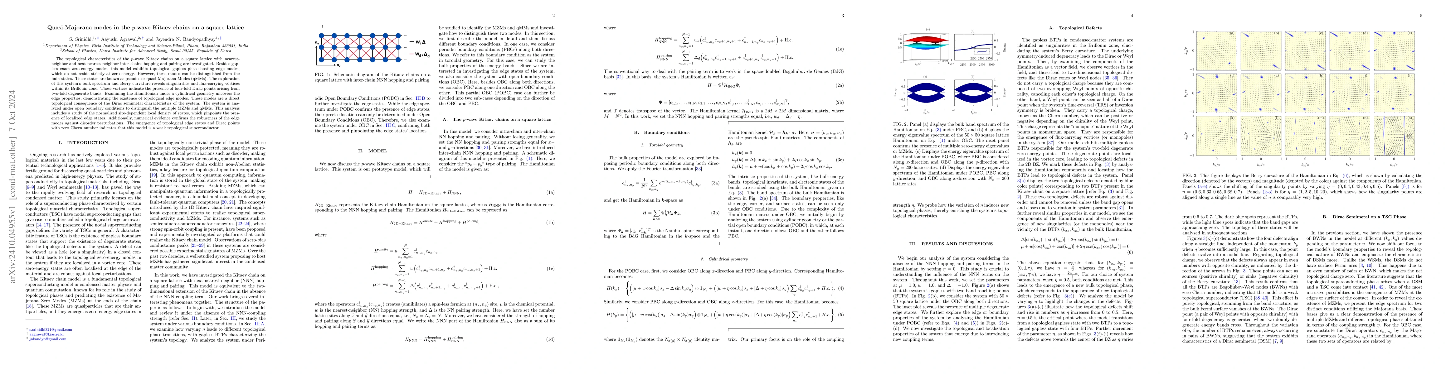 Thumbnail for Quasi-Majorana modes in the $p$-wave Kitaev chains on a square lattice