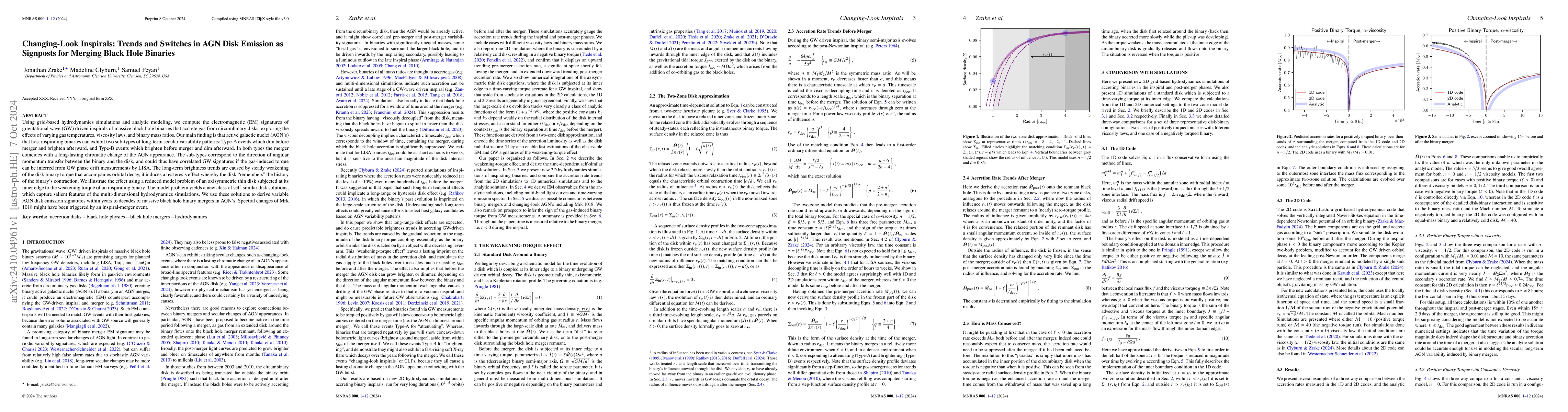 Thumbnail for Changing-Look Inspirals: Trends and Switches in AGN Disk Emission as
  Signposts for Merging Black Hole Binaries