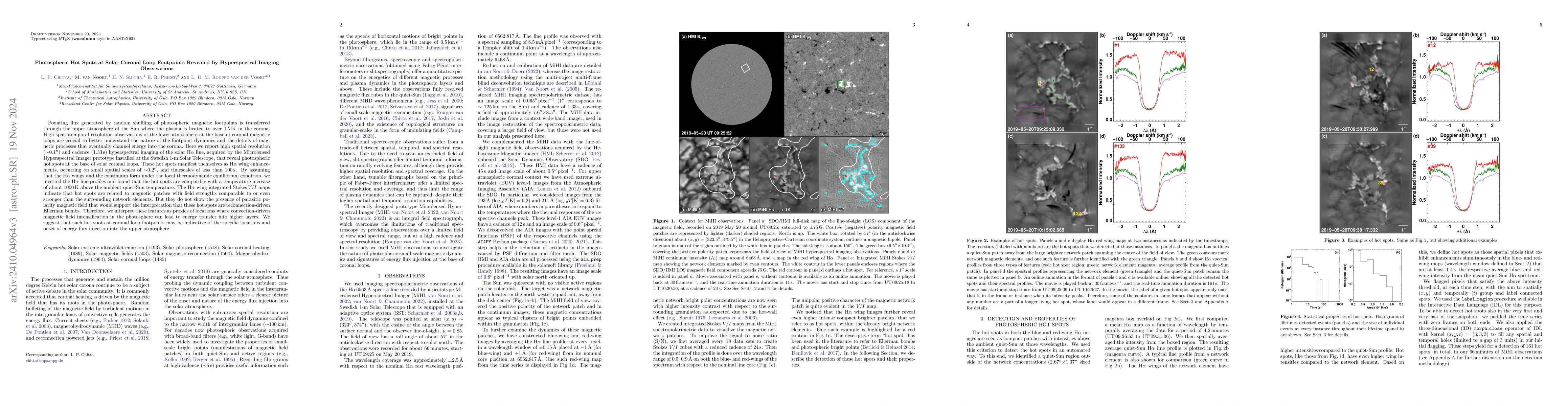 Thumbnail for Photospheric Hot Spots at Solar Coronal Loop Footpoints Revealed by
  Hyperspectral Imaging Observations