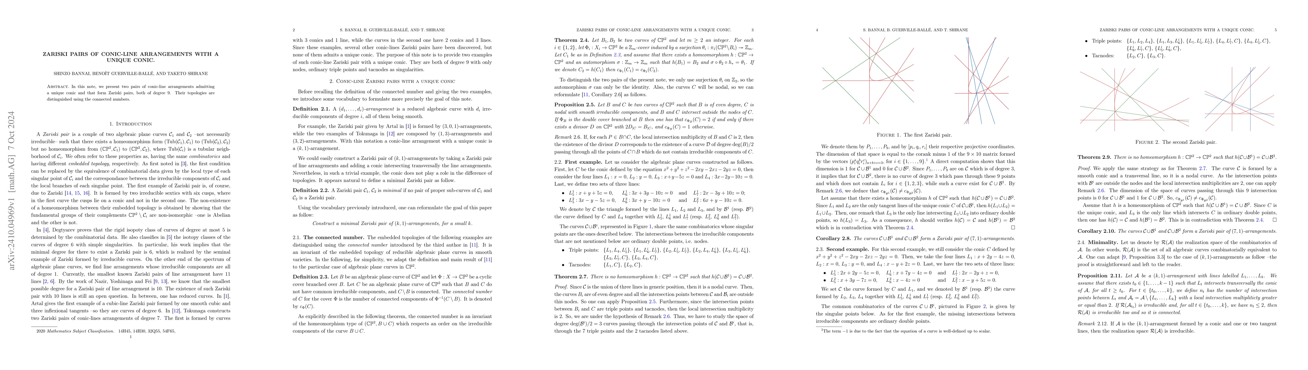 Thumbnail for Zariski pairs of conic-line arrangements with a unique conic