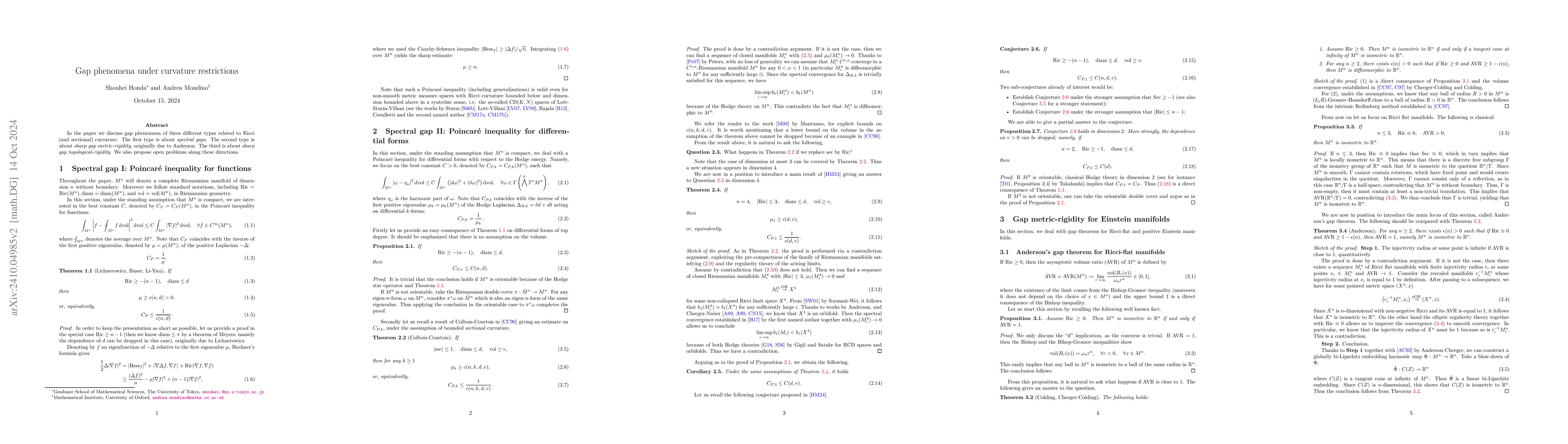 Thumbnail for Gap phenomena under curvature restrictions