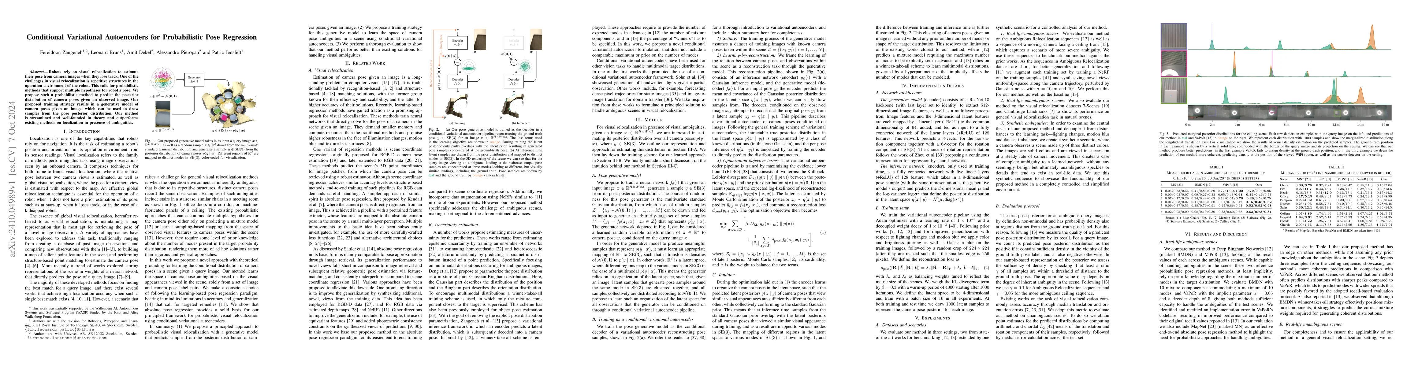 Thumbnail for Conditional Variational Autoencoders for Probabilistic Pose Regression