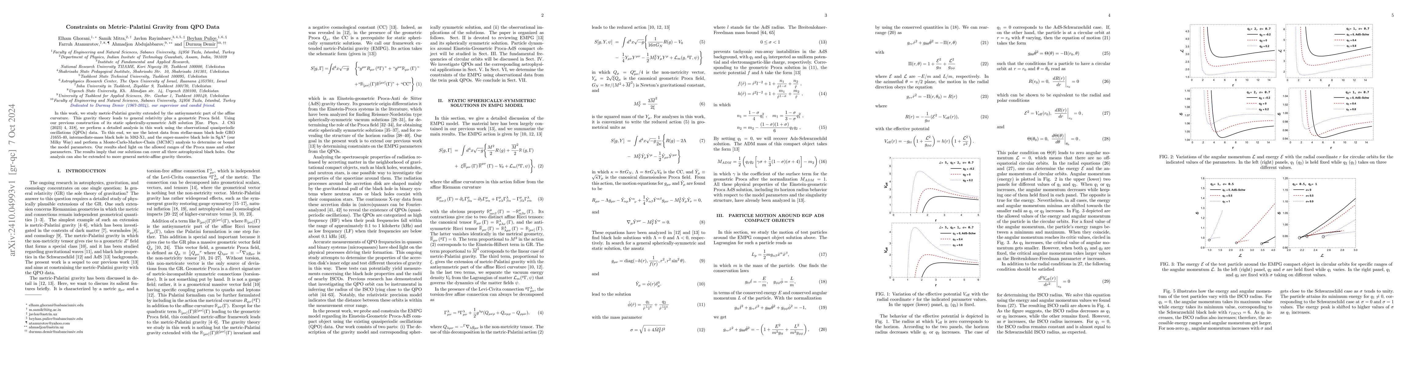 Thumbnail for Constraints on Metric-Palatini Gravity from QPO Data