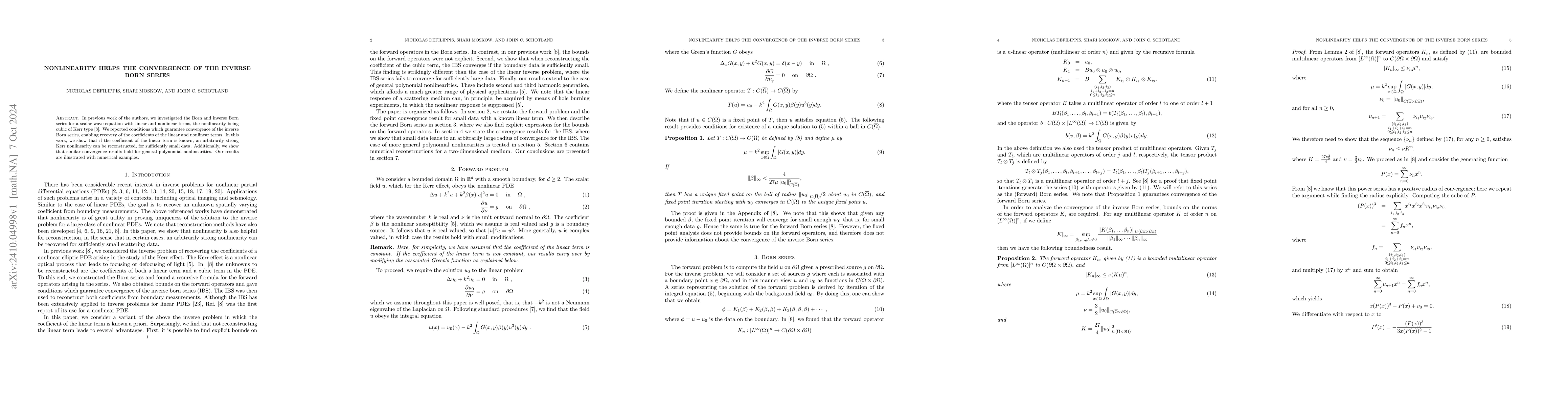 Thumbnail for Nonlinearity helps the convergence of the inverse Born series