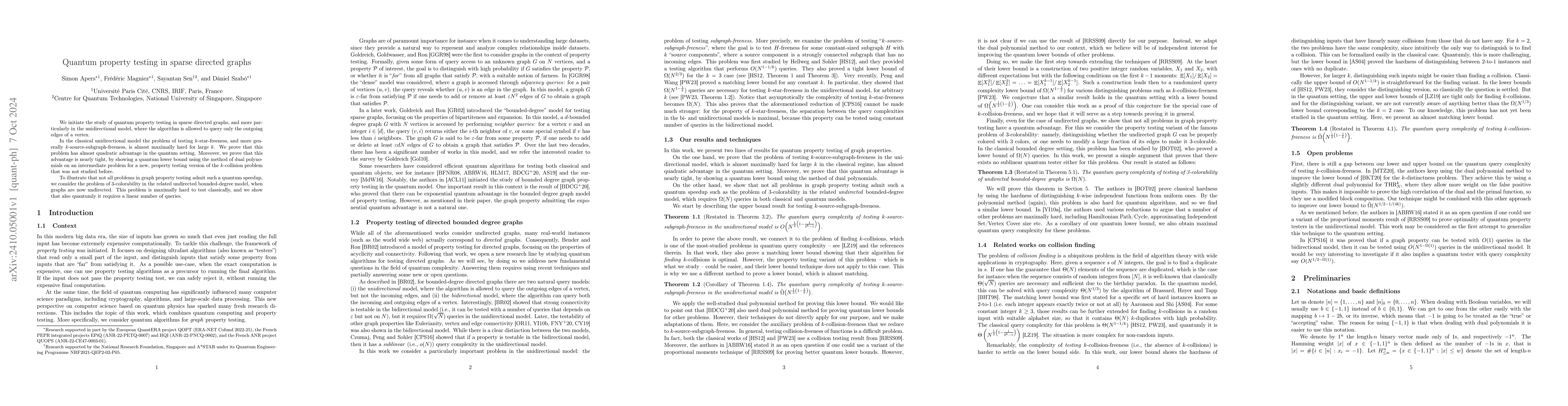 Thumbnail for Quantum property testing in sparse directed graphs