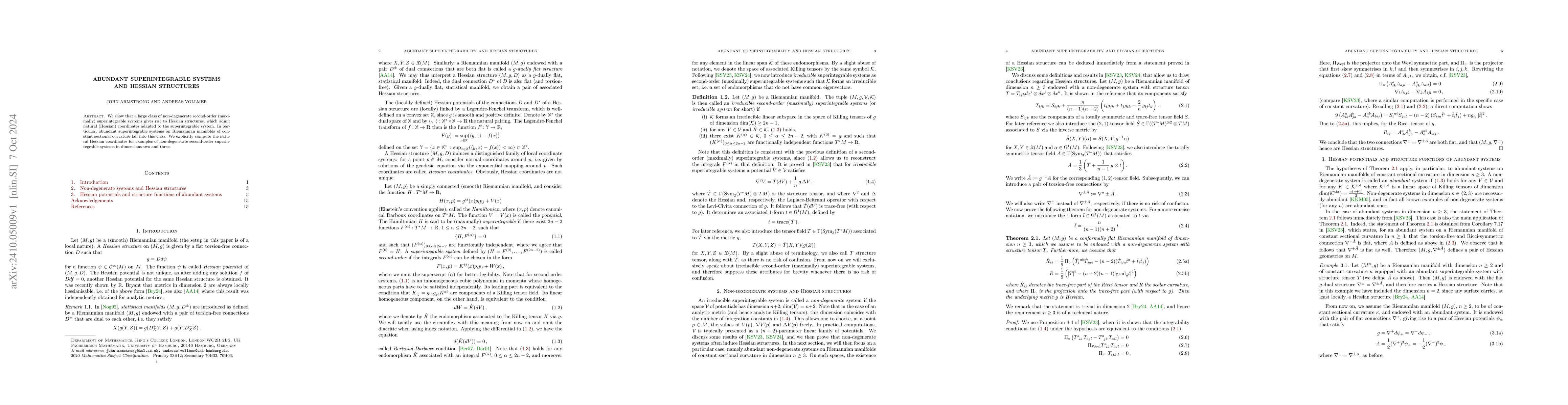 Thumbnail for Abundant Superintegrable Systems and Hessian Structures