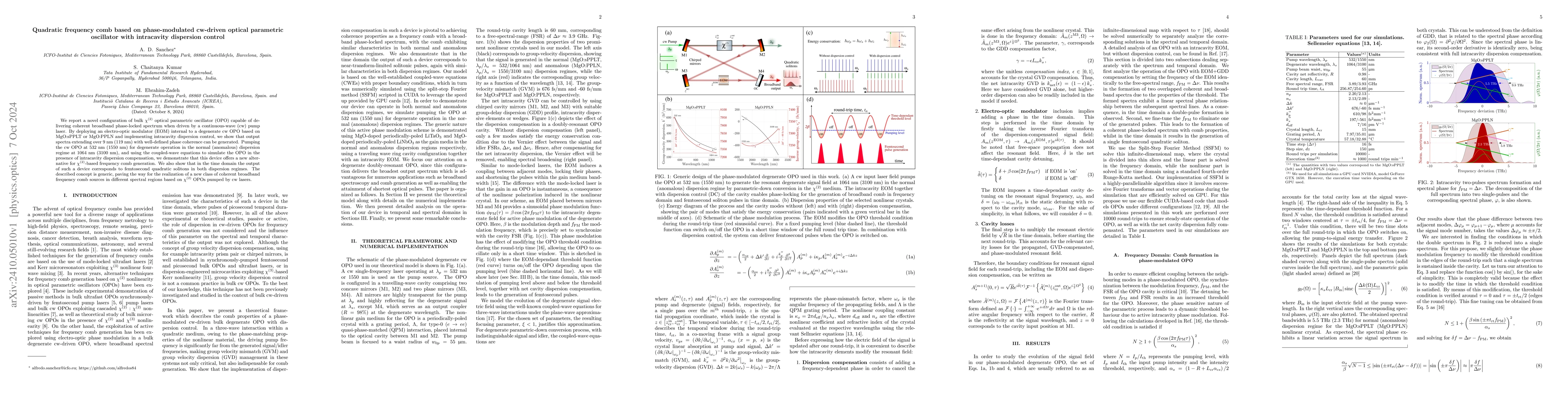 Thumbnail for Quadratic frequency comb based on phase-modulated cw-driven optical
  parametric oscillator with intracavity dispersion control