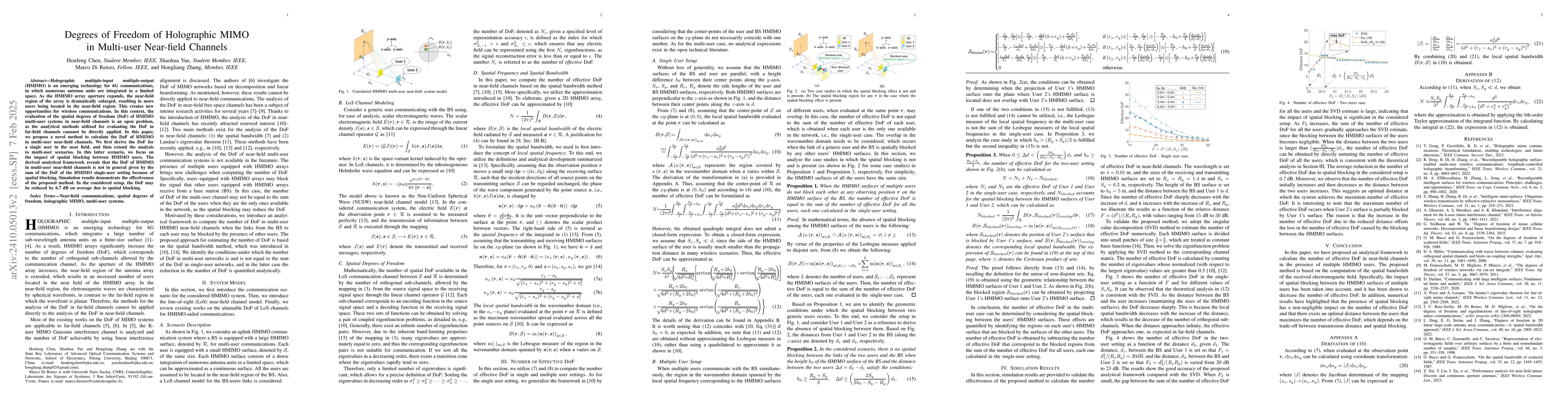 Thumbnail for Degrees of Freedom of Holographic MIMO in Multi-user Near-field Channels