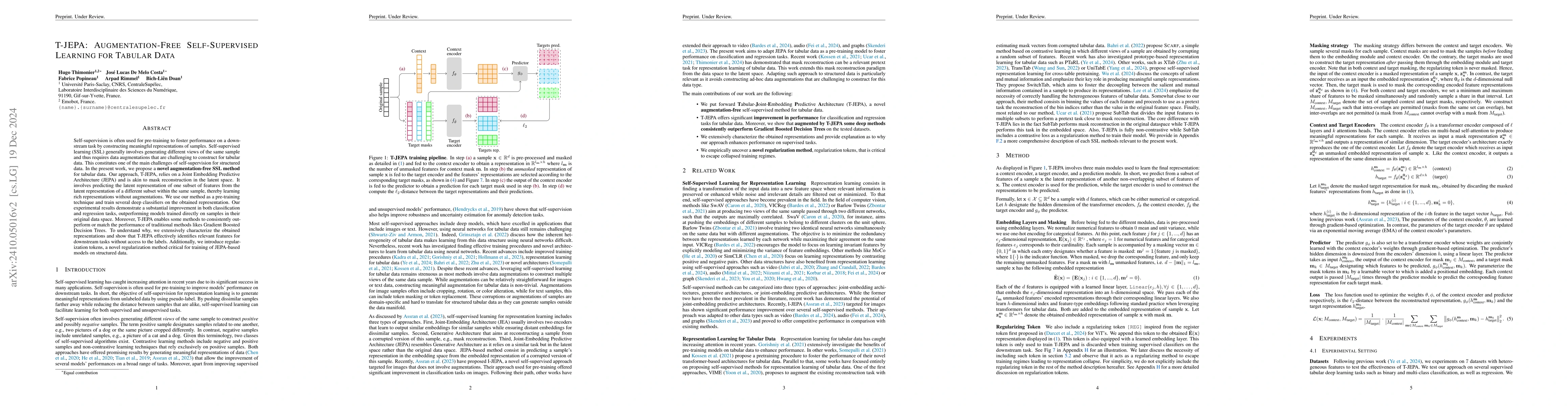 Thumbnail for T-JEPA: Augmentation-Free Self-Supervised Learning for Tabular Data