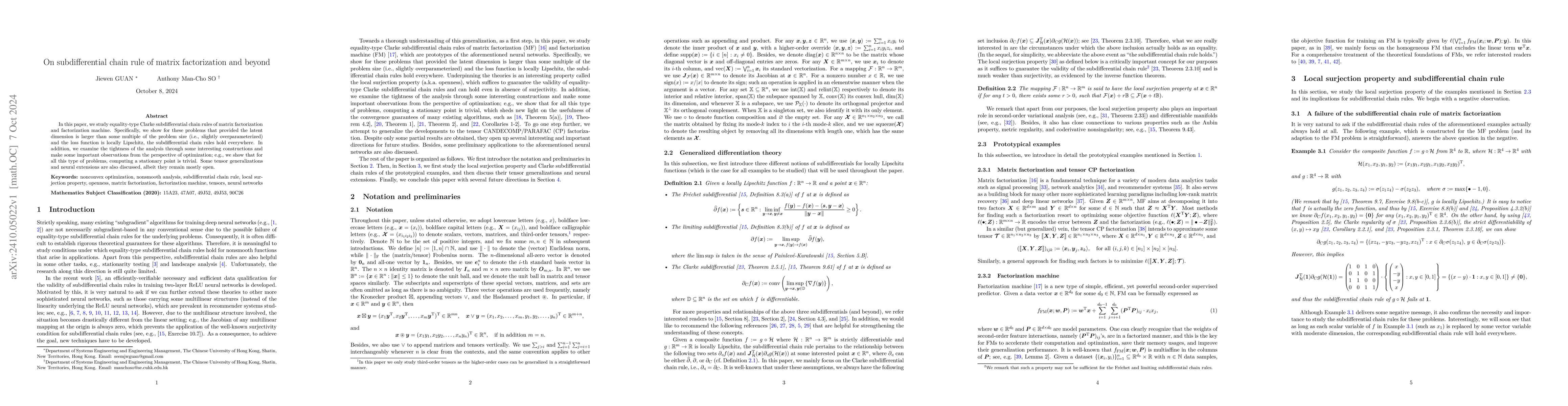 Thumbnail for On subdifferential chain rule of matrix factorization and beyond