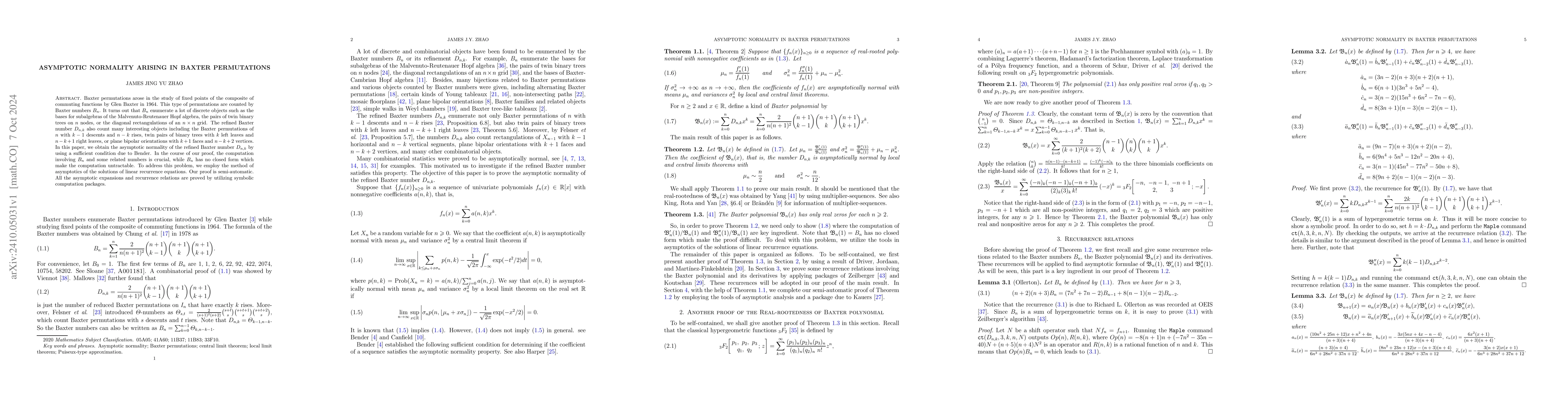 Thumbnail for Asymptotic normality arising in Baxter permutations