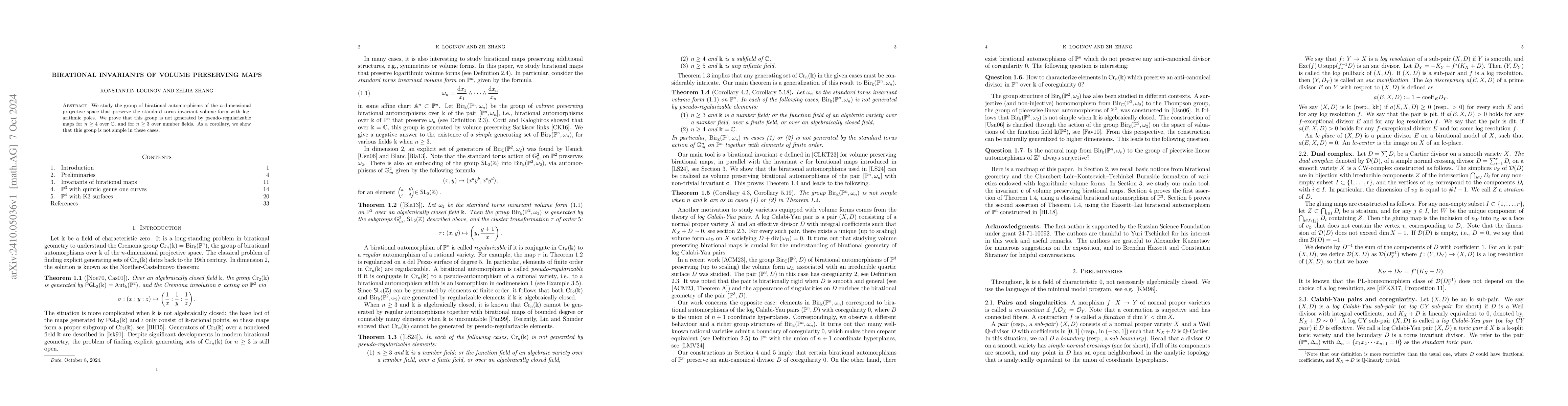 Thumbnail for Birational invariants of volume preserving maps