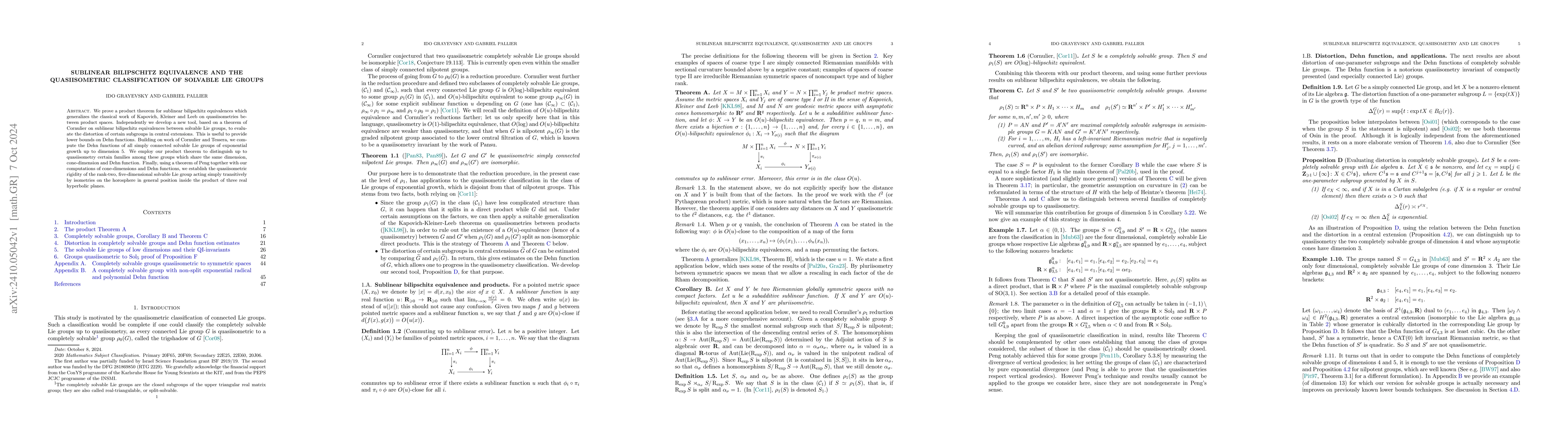Thumbnail for Sublinear Bilipschitz Equivalence and the Quasiisometric Classification
  of Solvable Lie Groups