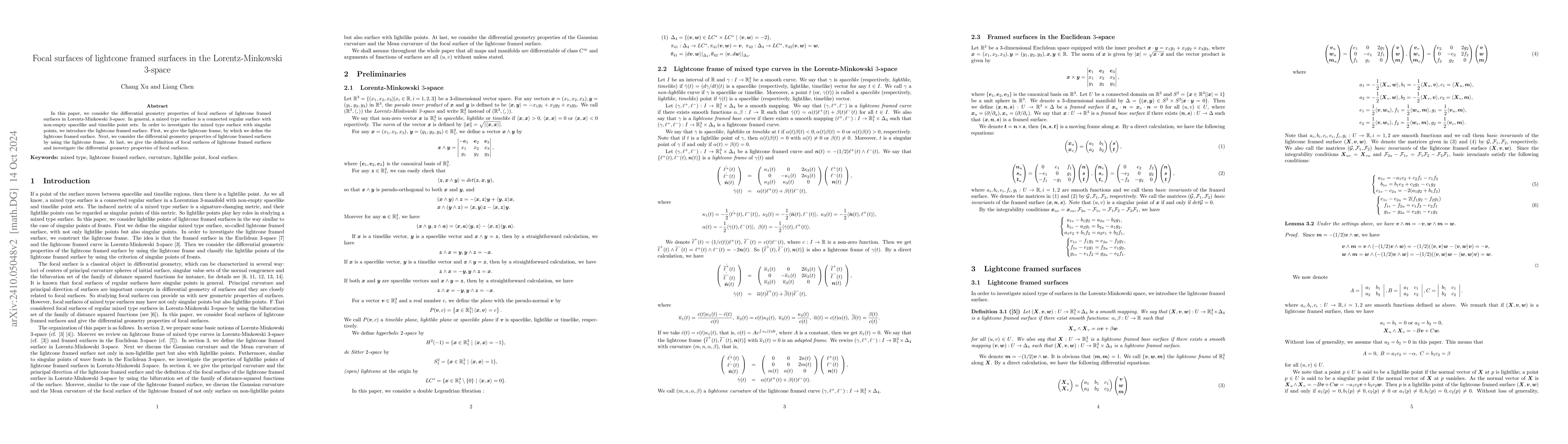 Thumbnail for Focal surfaces of lightcone framed surfaces in the Lorentz-Minkowski
  3-space