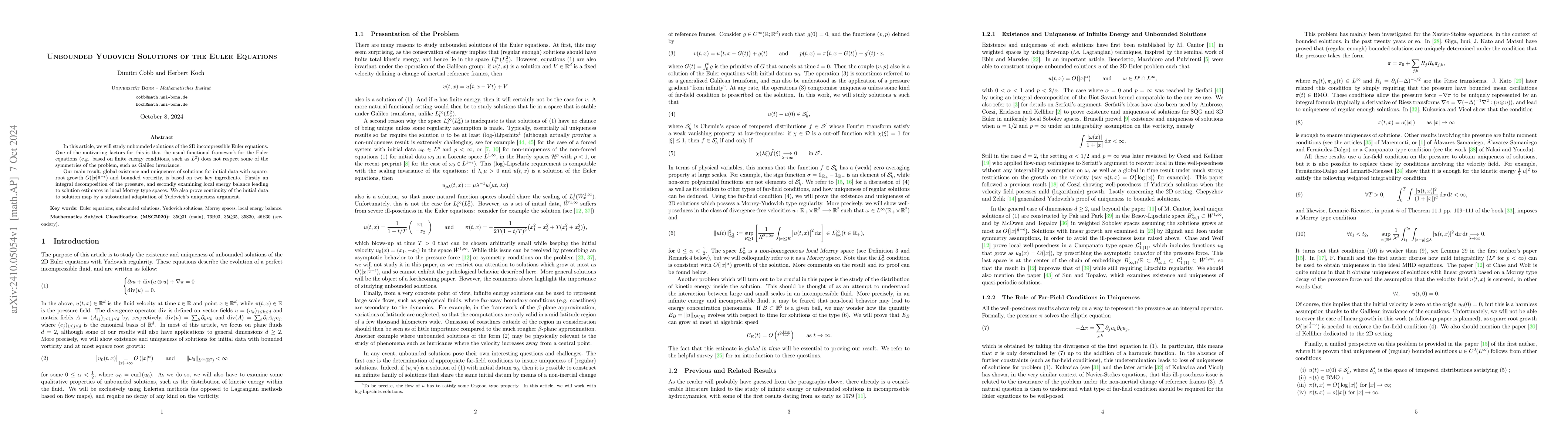 Thumbnail for Unbounded Yudovich Solutions of the Euler Equations