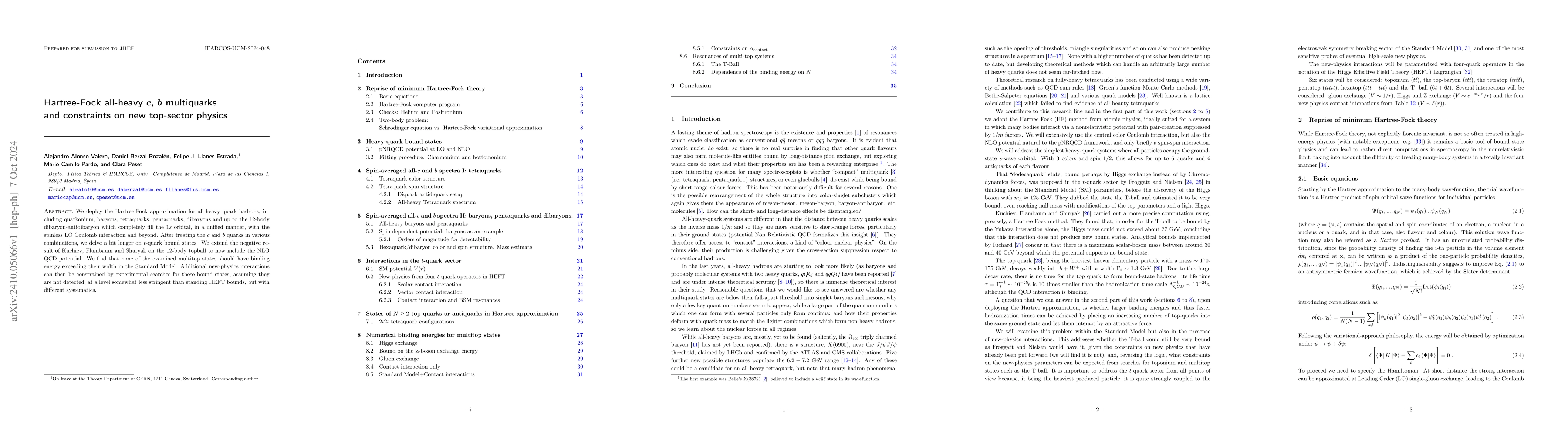 Thumbnail for Hartree-Fock all-heavy $c$, $b$ multiquarks and constraints on new
  top-sector physics