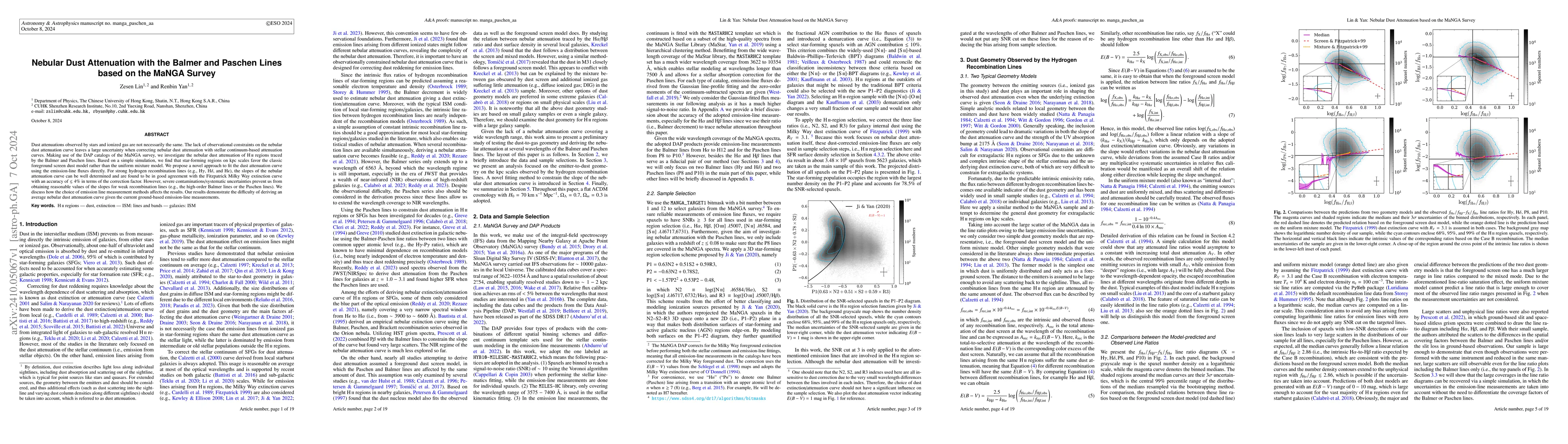 Thumbnail for Nebular Dust Attenuation with the Balmer and Paschen Lines based on the
  MaNGA Survey
