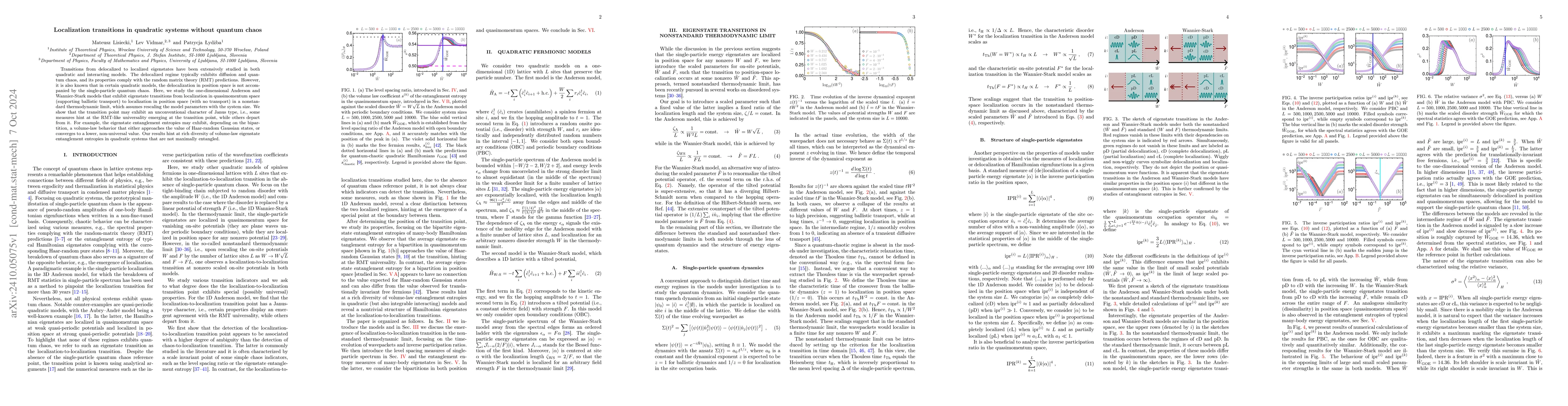Thumbnail for Localization transitions in quadratic systems without quantum chaos