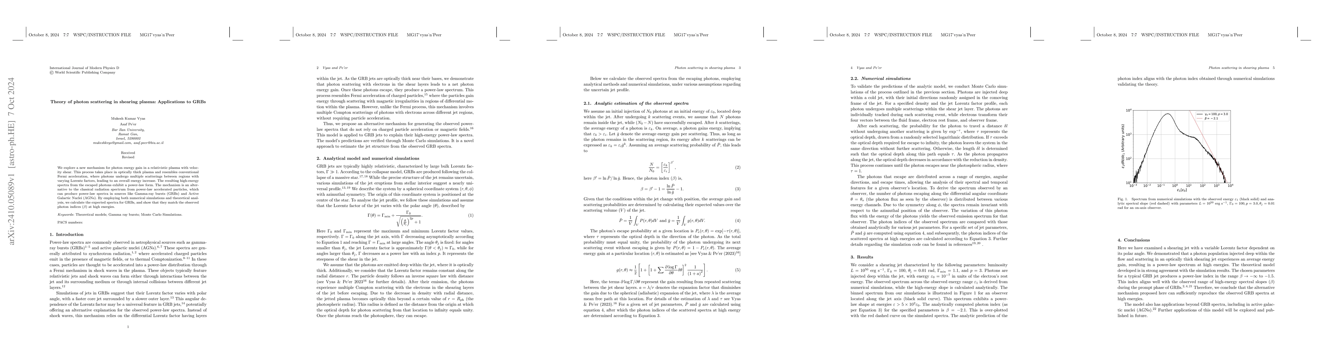 Thumbnail for Theory of photon scattering in shearing plasma: Applications to GRBs